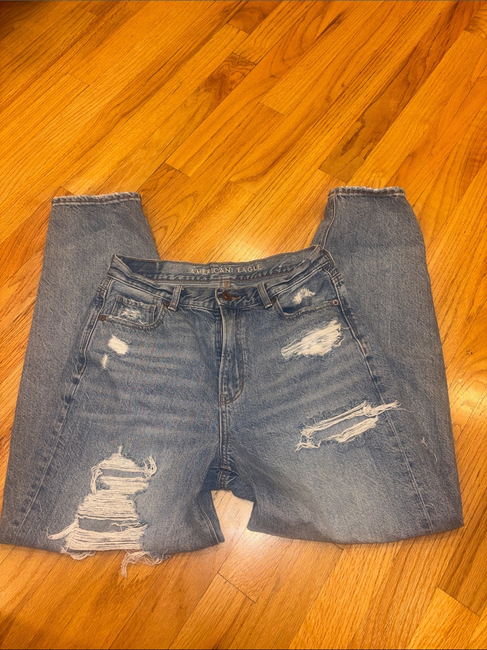 American Eagle Outfitters Distressed Light Blue Boyfriend Jeans